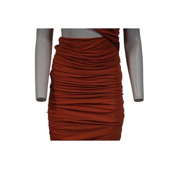 Ronny Kobo Womens Donna One Shoulder Ruched Midi Dress Small Peach Viscose - Picture 4 of 12